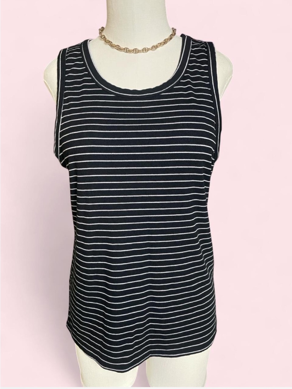 Women’s Navy & White Striped Tank Top